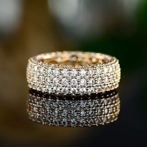 18k Yellow Gold Eternity Diamond Ring Wide Band